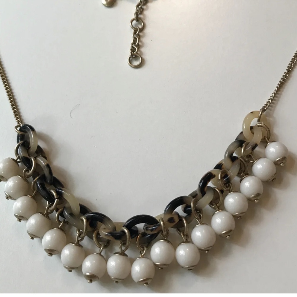 J.CREW TORTOISE SHELL DROP BEADS STATEMENT NECKLACE - Picture 4 of 6